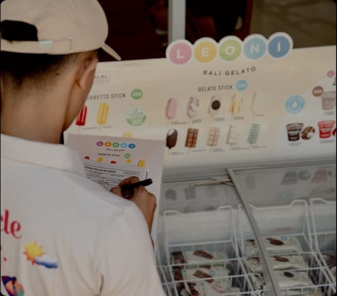 The first Leoni gelato kitchen with fresh fruit prepared