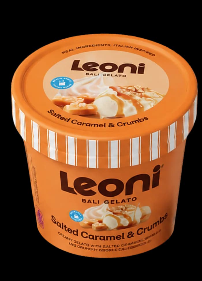 Leoni gelato cup tilted to the left